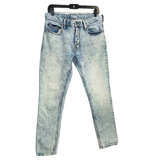 Old Navy Men's Mid Rise Stone Wash Skinny Slim Fit Blue Denim Jeans Size 32x30 - Picture 1 of 9